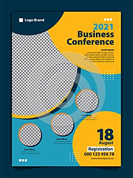 Flyer Business Template Conference, Talk show, seminars, with blue colors