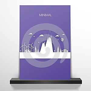 Flyer or cover design with Flat minimal landscape