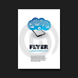 Flyer of Cover Design Template with Cloud Computing, Networks Design Background