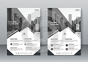Flyer designs featuring a modern, geometric layout with diagonal
