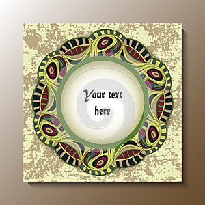 Flyer with Floral mandala pattern and ornaments. Oriental design layout template,