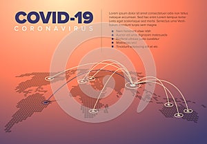 Flyer infographic template with coronavirus spread information