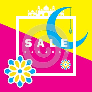 Flyer, Sale, discount, greeting card, label or banner occasion of Ramadan Kareem and Eid Mubarak Celebration