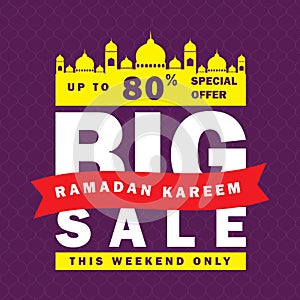 Flyer, Sale, discount, greeting card, label or banner occasion of Ramadan Kareem and Eid Mubarak Celebration