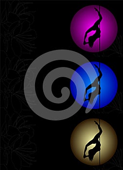 Flyer with silhouette women pole dance cocoon