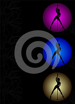 Flyer with silhouette women pole dance exotic