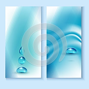 Flyer template with a blue background and the drops of pure water