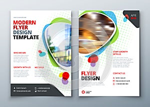 Flyer template layout design. Business flyer, brochure, magazine or flier mockup in bright colors. Vector