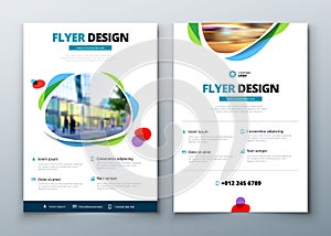 Flyer template layout design. Business flyer, brochure, magazine or flier mockup in bright colors. Vector