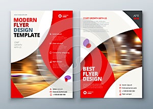 Flyer template layout design. Business flyer, brochure, magazine or flier mockup in bright colors. Vector