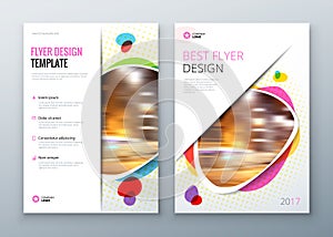 Flyer template layout design. Business flyer, brochure, magazine or flier mockup in bright colors. Vector