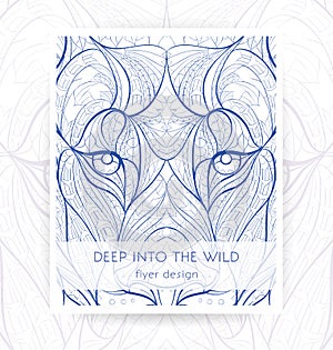 Flyer template with patterned head of the lion.