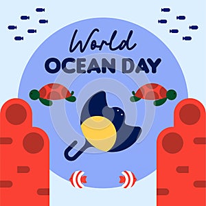 Flyer template for world oceans day celebration