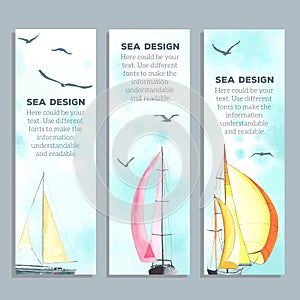 Flyers with watercolor sailboats