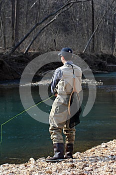 Flyfisherman on a Spring Day