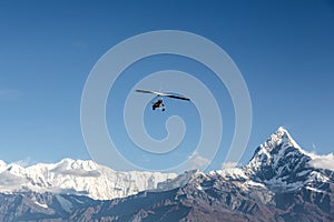 Flying above the Annapurna mountain range in Nepal