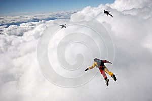 Flying above cumulus clouds