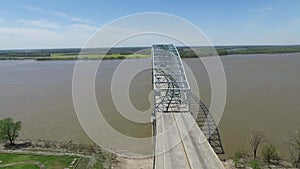 Flying Above the Hernando de Soto Bridge and Mississippi river