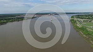 Flying Above the Hernando de Soto Bridge and Mississippi river