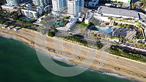 Flying above the sea viewing the Miami beach