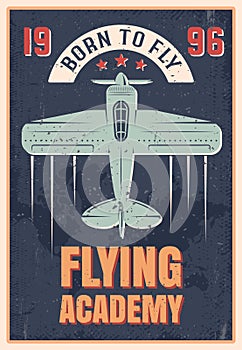 Flying Academy Retro Style Poster photo