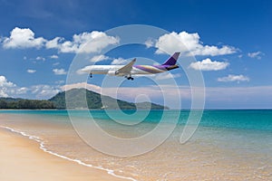 Flying aircraft over the beach
