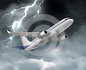 Flying Airplane Storm Composition