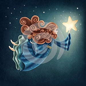 Flying angel with star