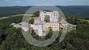 Flying around of Buchlov castle, Czech Republic