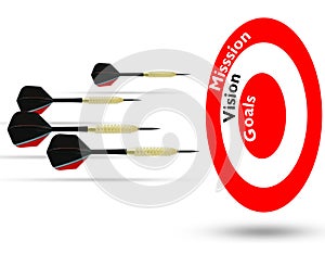 Flying arrows to a target suggesting achievement concept