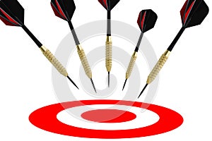 Flying arrows to a target suggesting achievement concept