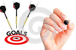 Flying arrows to a target suggesting achievement concept