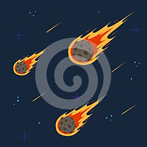 Flying asteroid, Burning comet