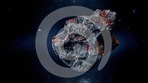 Flying asteroid, meteorite to Earth. outer space. Armageddon. 3d rendering photo