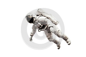 Flying astronauts isolated on white background