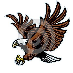 Flying bald eagle mascot