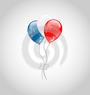 Flying balloons in american flag colors