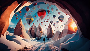 Flying baloons in Cappadokia, Turkey