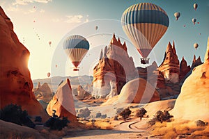 Flying baloons in Cappadokia, Turkey