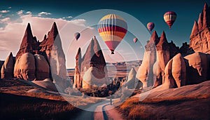 Flying baloons in Cappadokia, Turkey