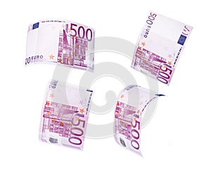 Flying 500 banknotes of euros