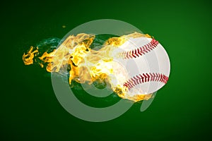 Flying baseball on fire