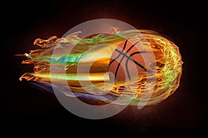 Flying basketball on fire