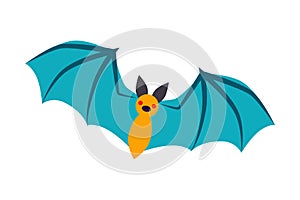 Flying Bat as Australian Animal with Spread Membranous Wings Vector Illustration