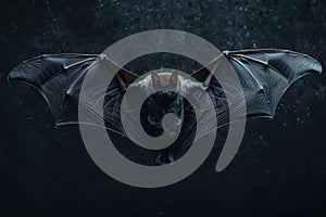 Flying bat with intense gaze in the dark