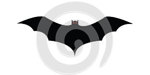 Flying bat red eyes scary cartoon Halloween silhouette