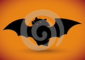 Flying Bat Silhouette, Vector Illustration