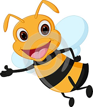 Flying bee cartoon presenting