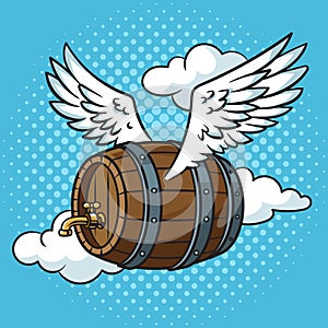 flying beer wooden barrel pop art raster