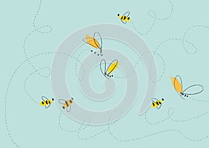 Flying Bees Illustration